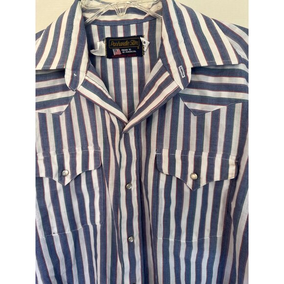 Vintage Panhandle Slim Striped Pearl Snap Western Button Down Shirt Men's Large - Picture 8 of 8